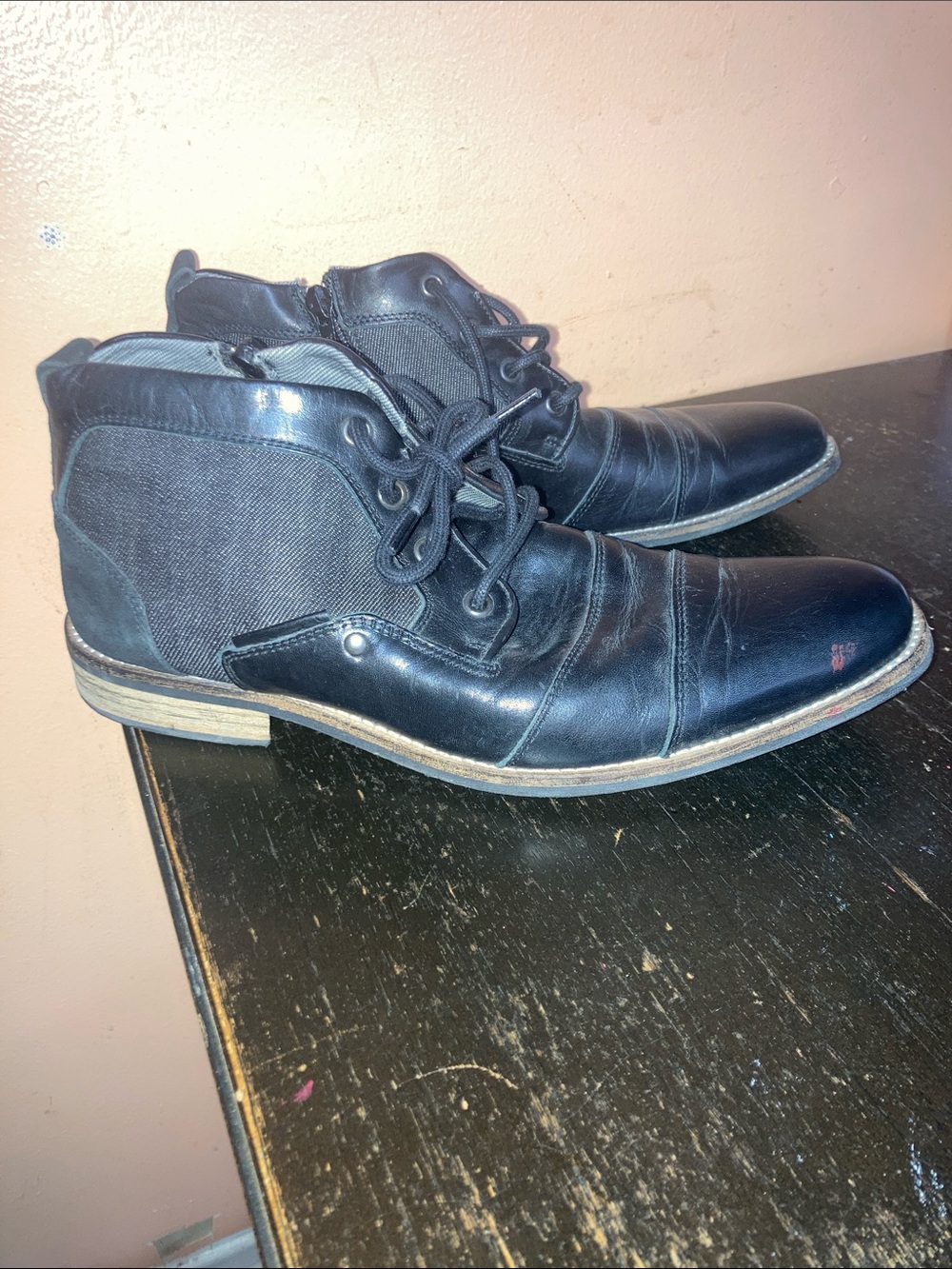 Men's Black Lace-Up Casual Dress Boots